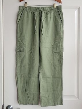 Olive Green Cargo Drawstring Pants